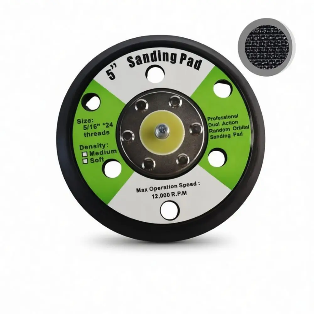 Hook And Loop Backing Plate For Qlima 5 Inch Pneumatic Sander Accessory Flocked Sanding Disc Replacement Self Adhesive Polisher