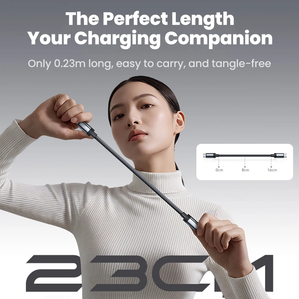 23CM Magnetic Short Cable 60W Type C to USB C Cable Fast Charging For iPhone 15 16 17 Samsung Huawei Xiaomi Power Bank Data Cord view 2