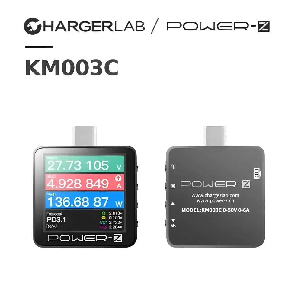 POWER-Z USB PD 테스터 전압 및 전류 리플 더블 C타입 기기, KM001, KM003C, USB 디지털 전압계 테스트