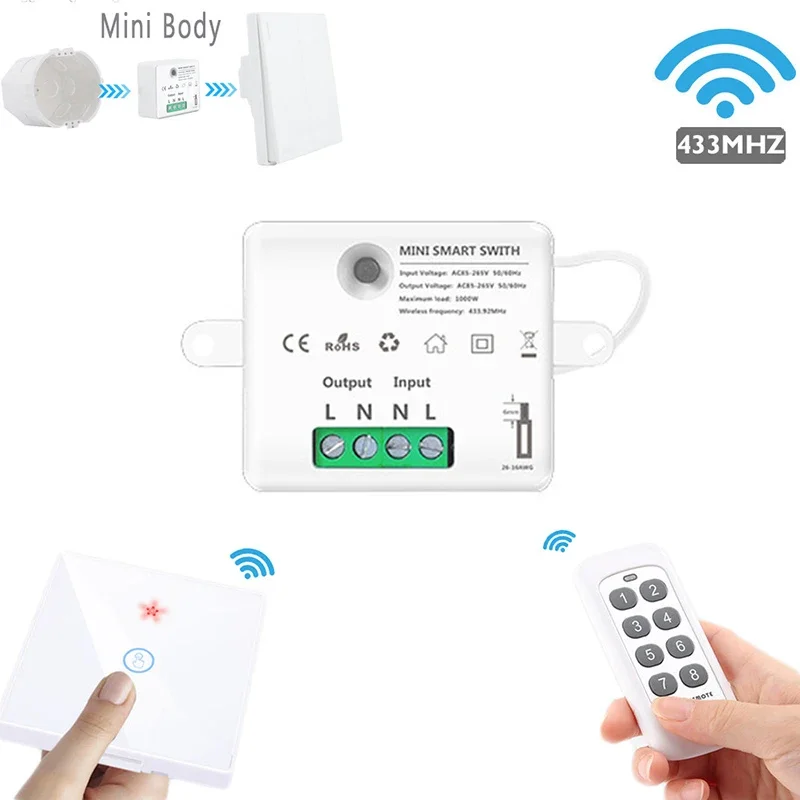 433MHZ Mini On-off Switch Controller Module Smart Remote Control Voice Control Switch Module Smart Home