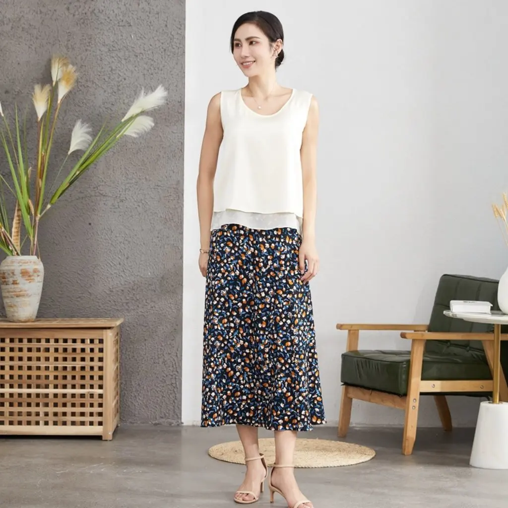 

Silk Camisole Women's Summer Double-Layer Silk Underwear Large Size Fake Two-Piece Base Shirt Inner Wear Outer Wear