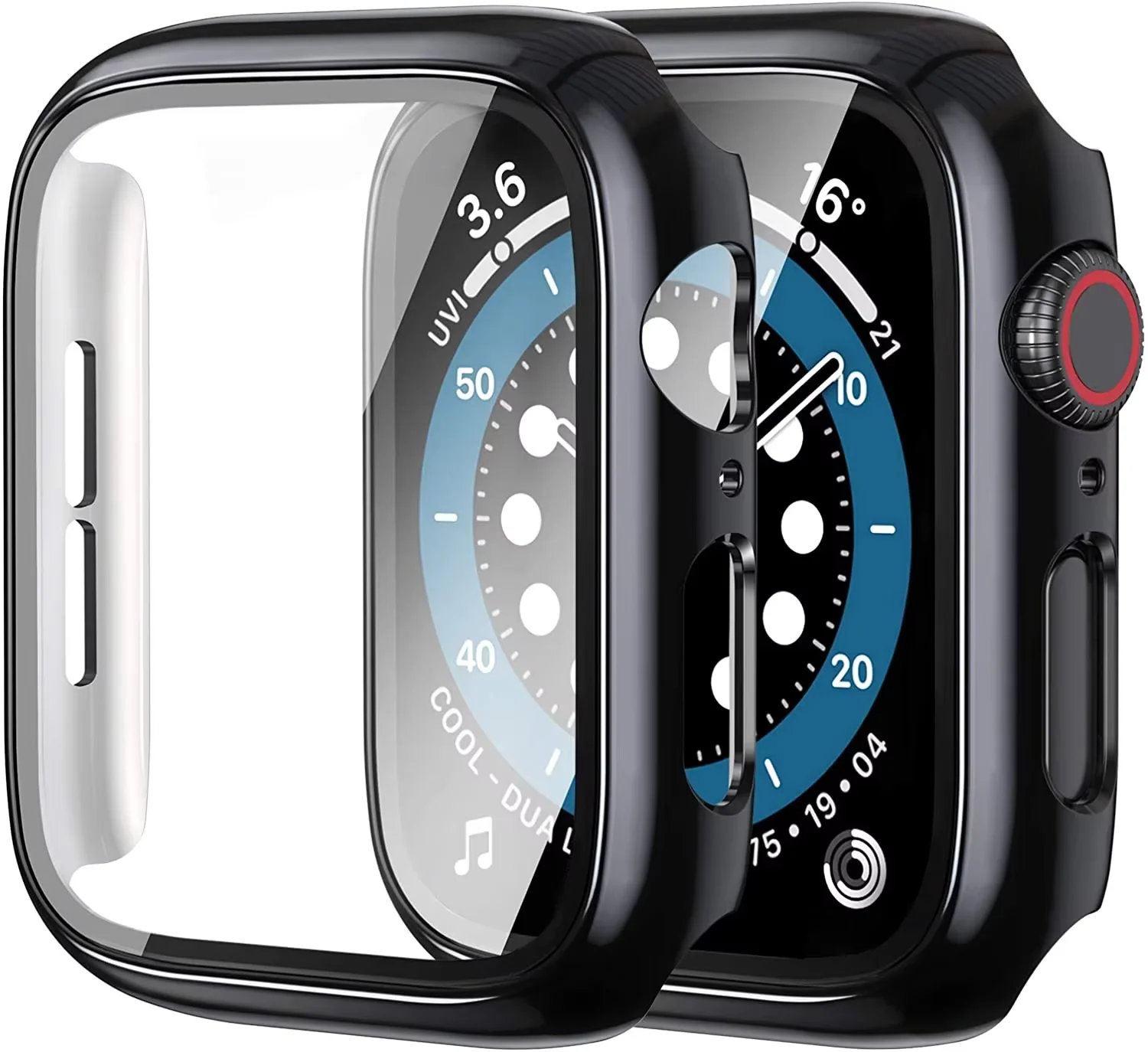 Glas + Abdeckung für Apple Watch 9 Gehäuse 45 mm 41 mm 44 mm 40 mm 42 mm 38 mm Zubehör vergoldeter Displayschutz iWatch Serie 6 5 3 SE 7 8