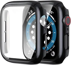 Glass+cover For Apple Watch 9 Case 45mm 41mm 44mm 40mm 42mm 38mm Accessories Plated Screen Protector iWatch series 6 5 3 se 7 8
