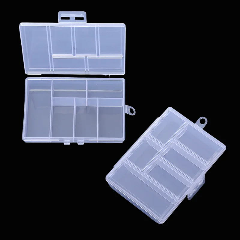 100pcs 6 Grid Rectangular Storage Box PP Plastic Transparent Box Lure Fishing Gear Classification Small Hardware Tools