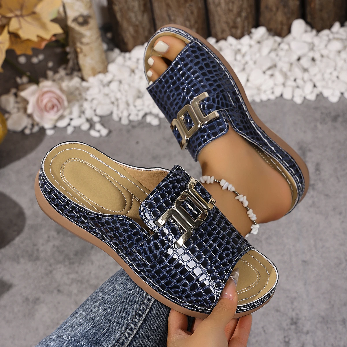 

Women Platform Slippers Fashion Sports Sandals Casual Open Heel Wedge Shoes Women Lightweight Comfortable Slippers Slides Women