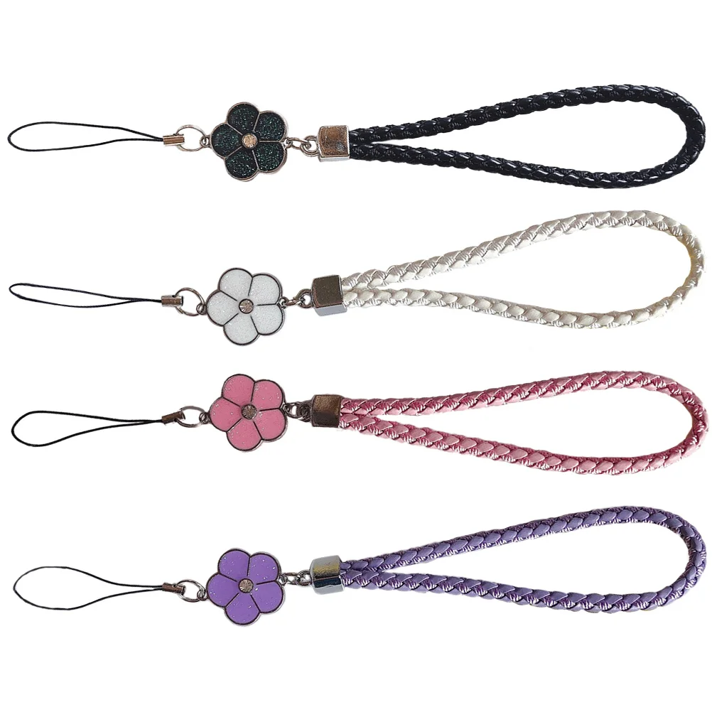 

4 Pcs Mobile Phone Ornaments Lanyard Wrist Strap for Case Keychain Accessories Black Bands Cellphone Rope Halloween Work