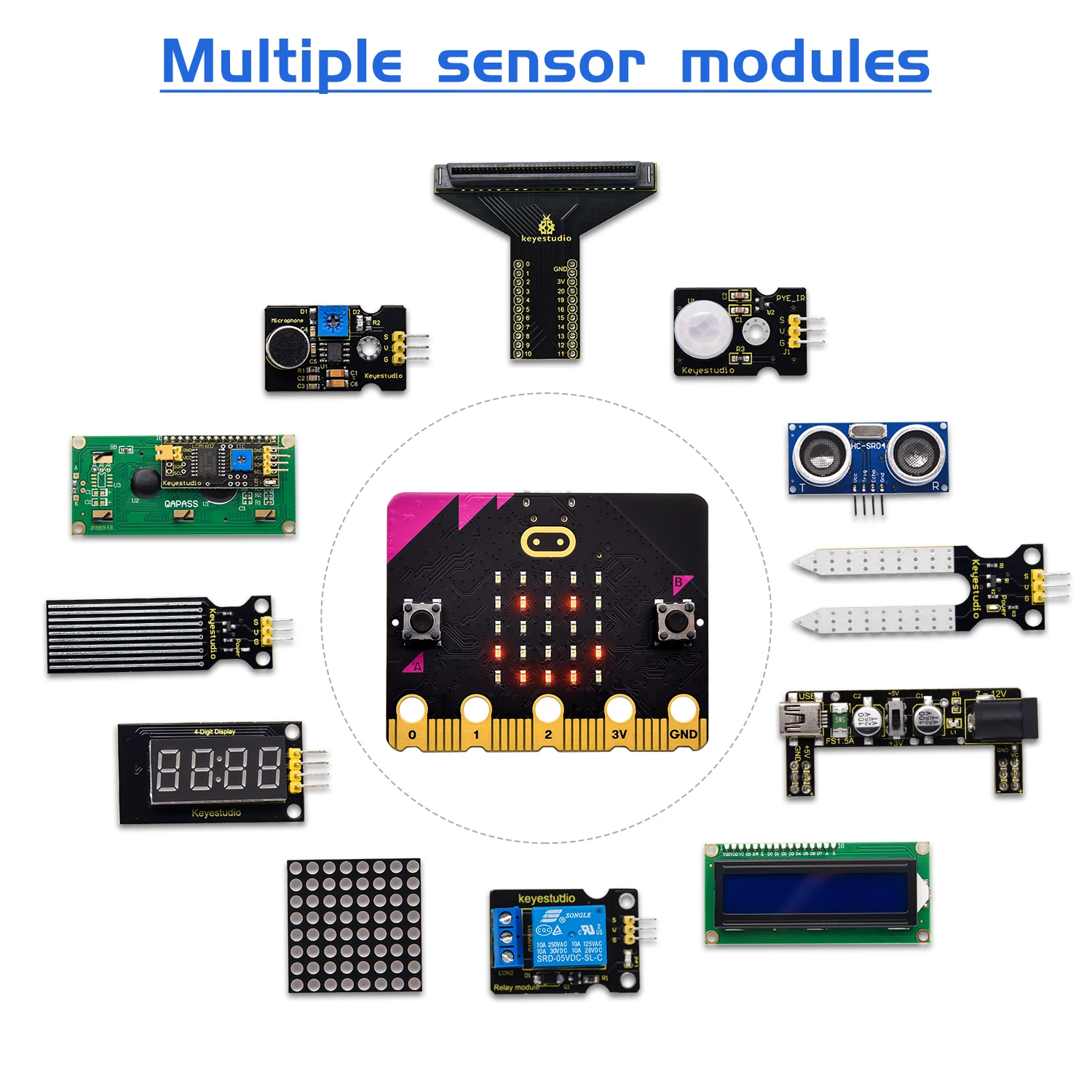 Keyestudio Microbit V2 Basic Starter Kit Diy Electronic Kit for BBC Micro:bit STEM Programming Kit Compatible With Microbit V1