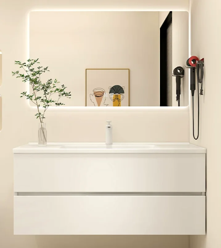 LM ceramic integrated basin bathroom cabinet combination solid wood bathroom washbasin combination bathroom cabinet