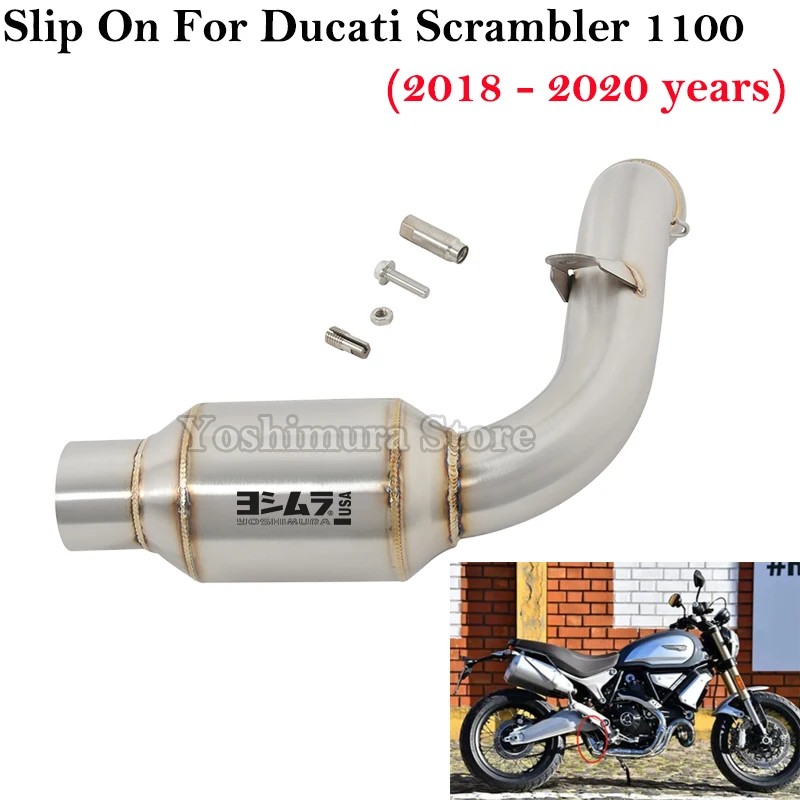 

Slip On For Ducati Scrambler 1100 2018 - 2020 Motorcycle Exhaust System Escape Moto Mid Link Pipe Tube Connect Original Muffler