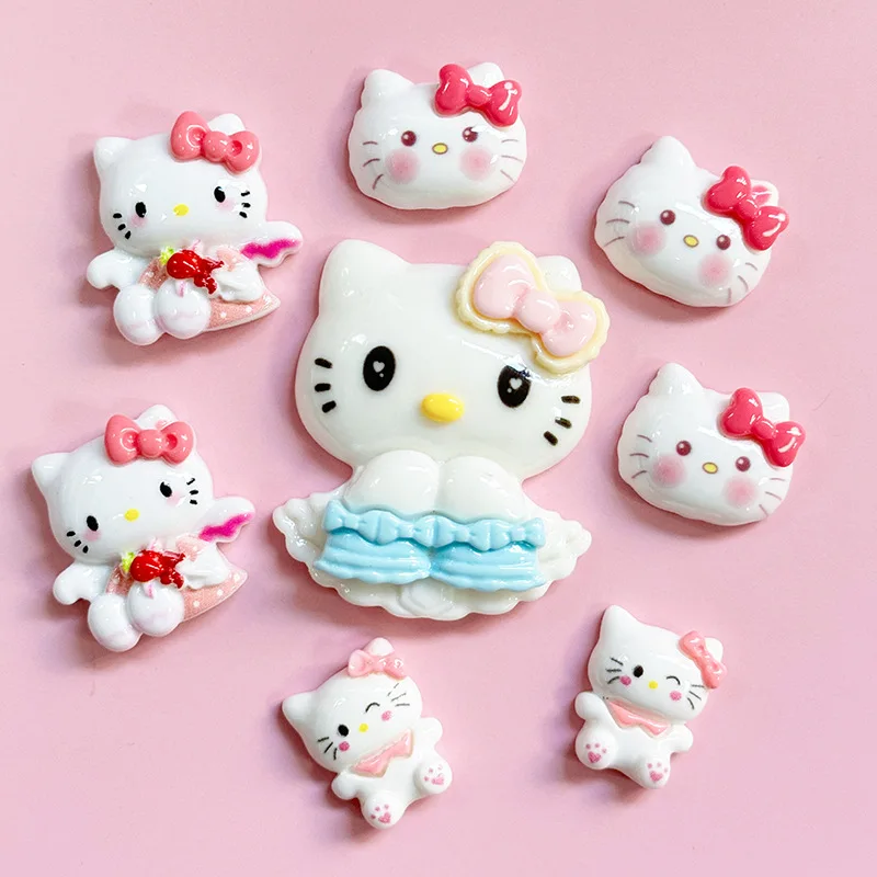 2pcs Large Ice Cream Sanrio Reisn Flatback Cabochons Cartoon Glossy Hello Kitty Pompompurin DIY Resin Jewelry Accessories