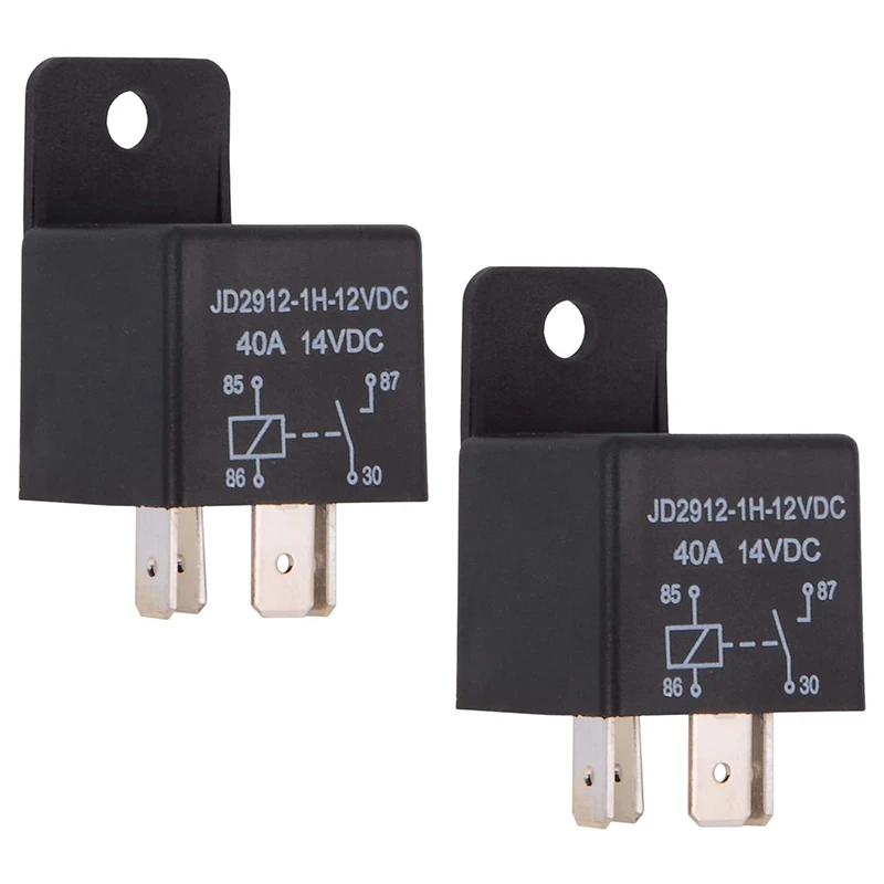 2 Packs Of Relays 4-Pin 12V 40A Relay Kit Spst Model: JD2912-1H-12VDC 40A 14VDC Car Switch And Starter