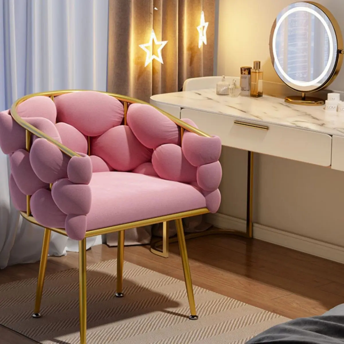 Luxury sofas makeup chairs nail bedrooms dressing table backrests stool pink chair  living room furniture designer lounge chair