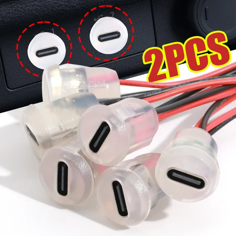 

Гнездо типа C, водонепроницаемая светящаяся светодиодная 2-проводная косичка, кабель «сделай сам», сборка для автомобильного 3A, 5 В, порт питания для быстрого зарядного устройства