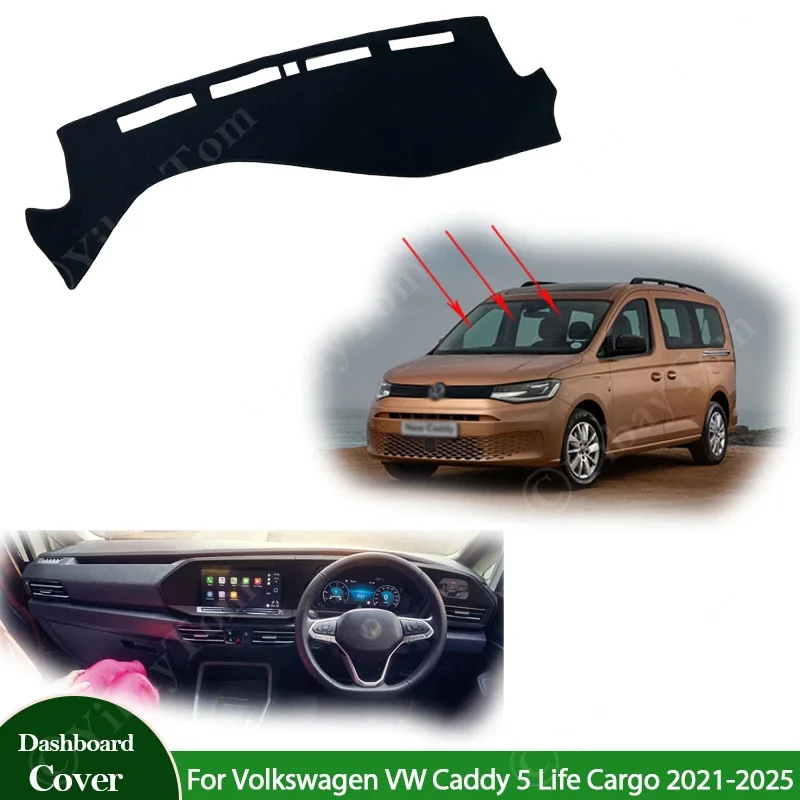 

Car Anti-Slip Mat Dashboard Cover Pad Sunshade Dashmat Protect Carpet Dash 2022 For Volkswagen VW Caddy 5 Life Cargo 2021 - 2025