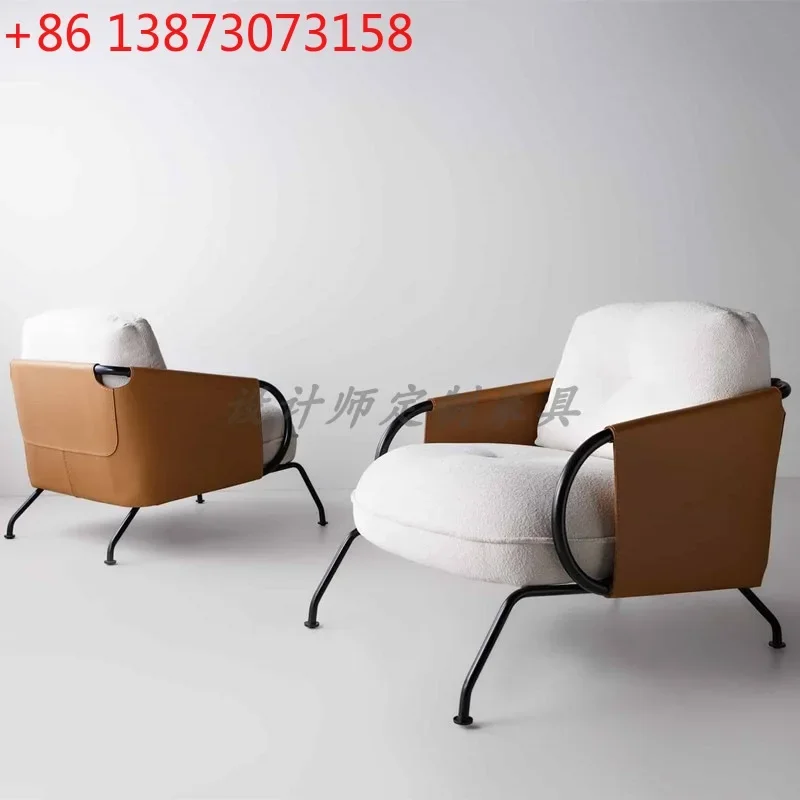 Nordic minimalist modern light luxury small apartment villa designer fabric sofa chair office leather leisure sofa