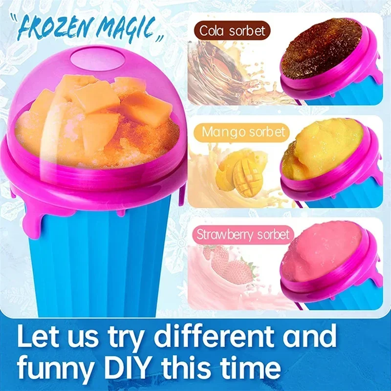 500ml Large Capacity Slushy Cup Summer Squeeze Homemade Juice Water Bottle Quick-Frozen Smoothie Sand Cup Pinch Fast Cooling Cup