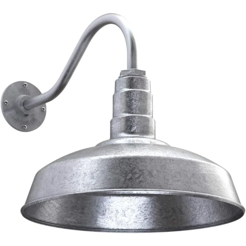 

Steel Lighting Co. Gardena Barn Light | Outdoor Wall Mounted | 16" Dome 16" Gooseneck | Farmhouse Light Made in America