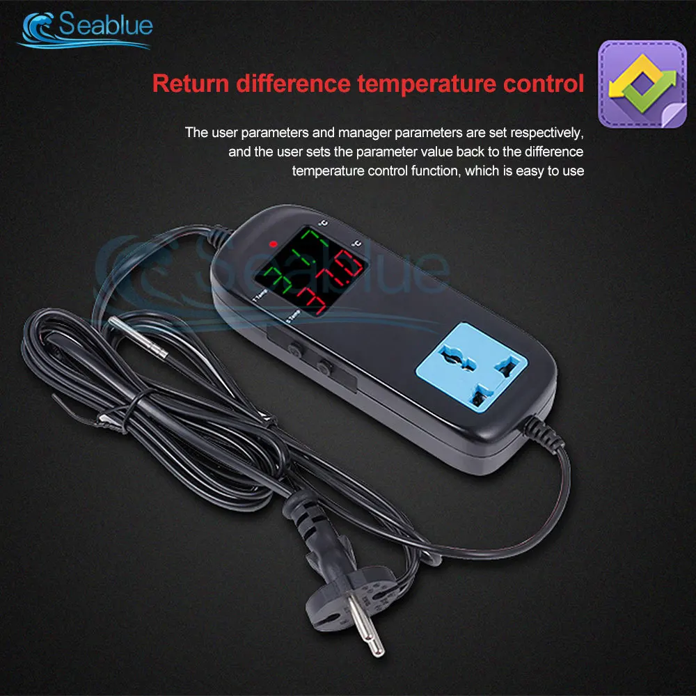 Imagem -02 - Termostato Eletrônico Inteligente com Cabo de Alimentação Controlador de Temperatura Display Led ac 90v250v Mh-2000