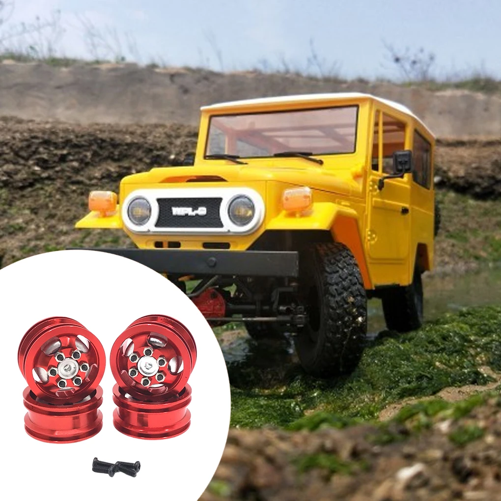 8 шт. 1/16 металлические колесные диски RC Обновление части Алюминиевый сплав Противоударные металлические колесные диски Rc для WPL C14 RC Автомобильная часть Черный