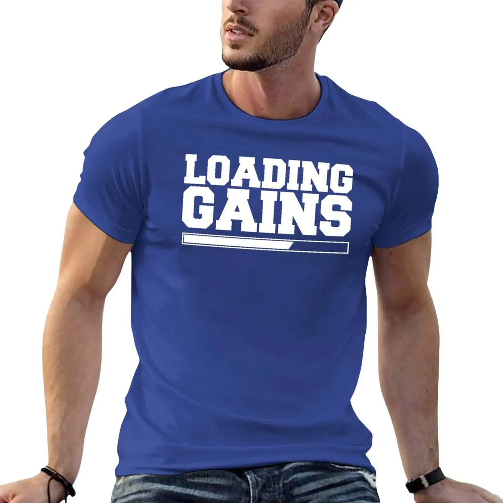 

LOADING GAINS FUNNY MENS TSHIRT T-Shirt vintage t shirt cute clothes quick drying shirt Aesthetic clothing mens t shirt graphic