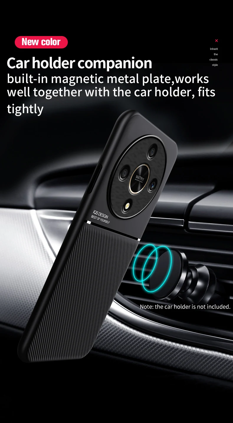 Case for Huawei Honor X9b Leather Car Magnetic Holder Shockproof Soft Edges Hard Luxury Dissipate Heat Phone Cover HonorX9b