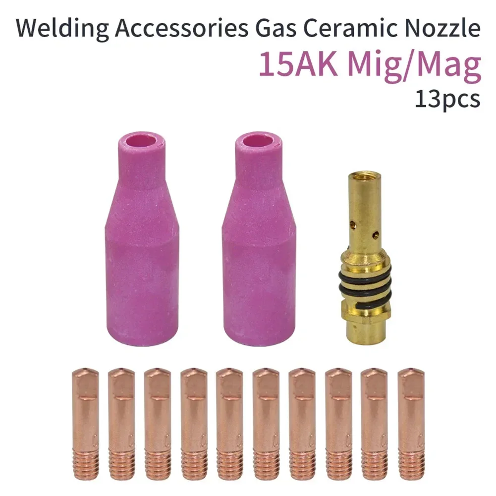 Welding Torch 13PC 15AK Argon Ceramic Contact Tip Electrode Clip For 15AK MIG Gas Gas Nozzle Holder Nozzle Holder