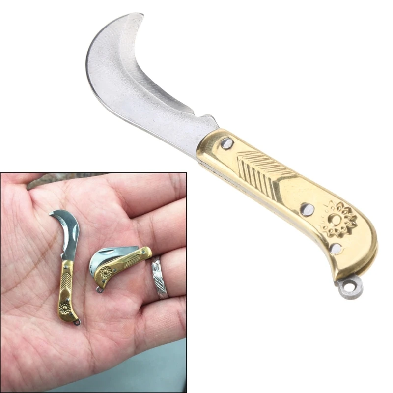 3-4pcs Random Mini Pocket Knife Brass Keychain Stainless Steel Pendant Machete Blade Knife Outdoor Tool Portable Folding Knife