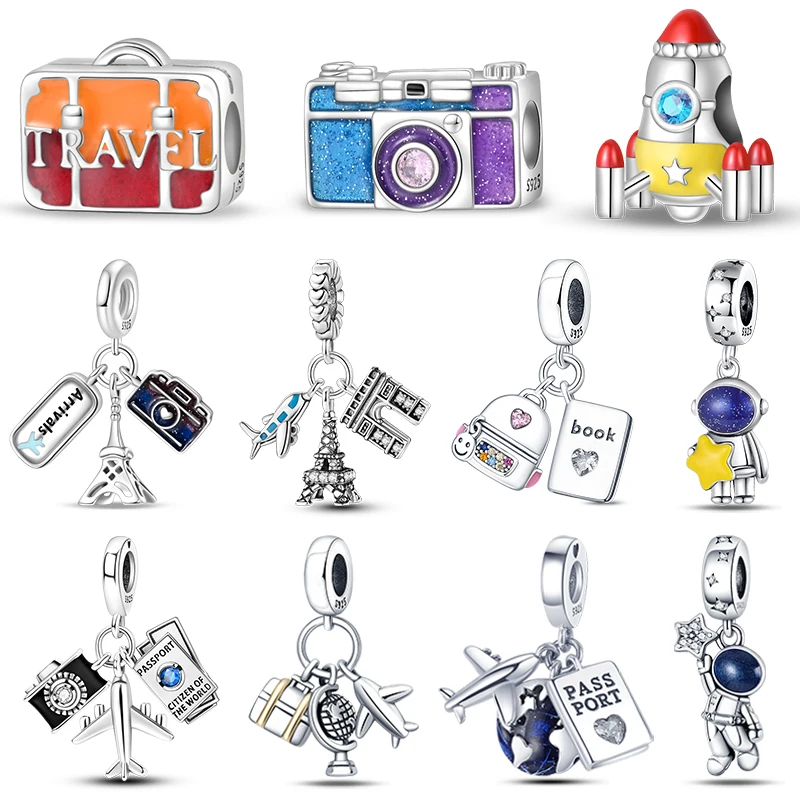 

100% 925 Sterling Silver Globe Spaceman Astronaut Travel Charms Pendants Fit Pandora 925 Original Bracelet Fine DIY Jewelry Gift