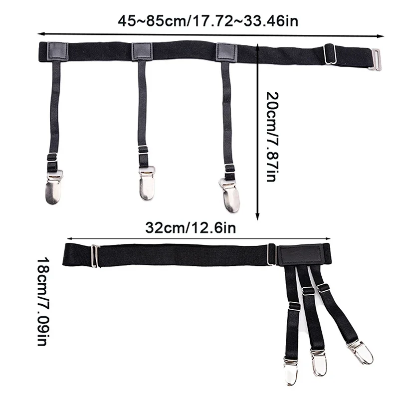 الرجال قميص البقاء حزام مع عدم الانزلاق قفل كليب شهم الساق الفخذ الحمالة الأربطة حزام موضة مطاطا موحدة قميص الأقواس #6