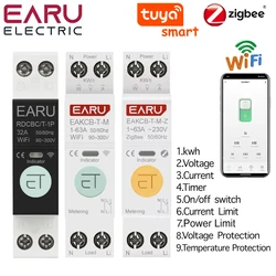 Zigbee TUYA WiFi Smart Circuit Breaker Over Current Under Voltage Protection Power Metering 1-63A Wireless Remote Control Switch