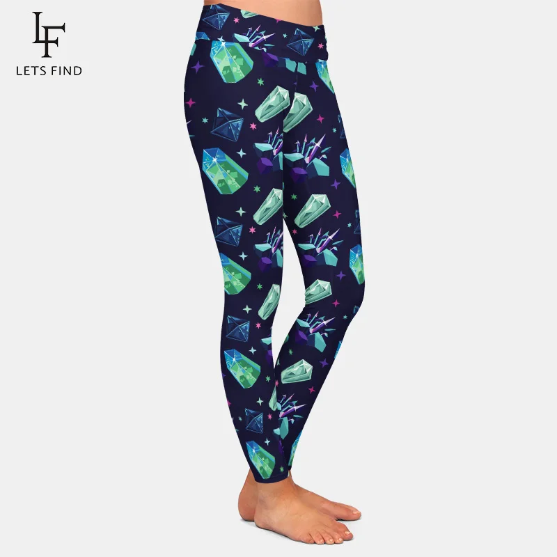 Leggings de cintura alta con estampado de cristal 3d para mujer, pantalones casuales de seda de leche, alta elasticidad, nueva moda