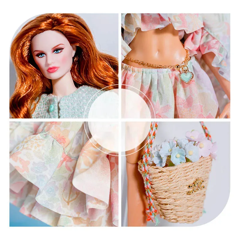Vêtements de supermodèle de 32cm, ensemble de petits parfums Luxuriou + robe florale exquise, poupée 1/6, habillage de mode de vacances