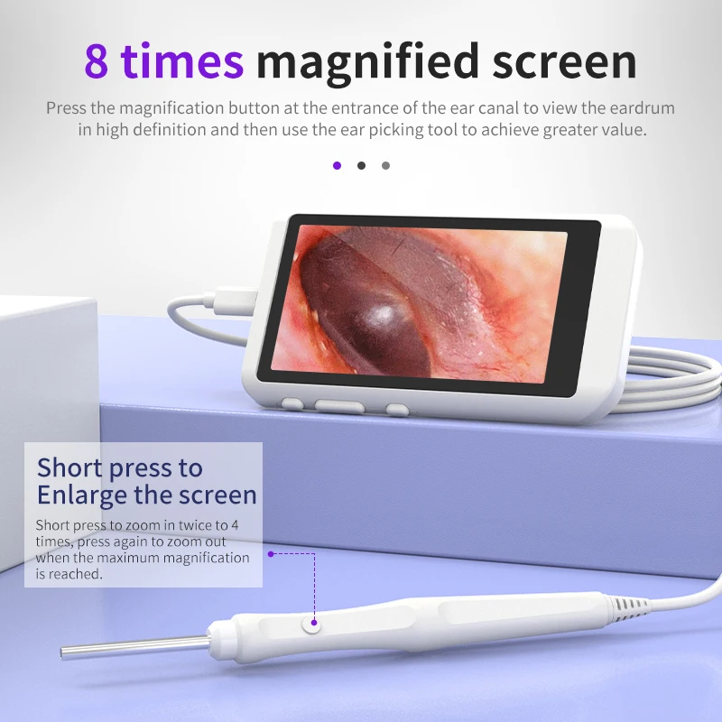 HD 3.9/3.2mm  4.5 Inch 500W  LCD Screen Ear Scope EndoscopeEar Wax Clean Otoscopy Camera Ear Endoscope Clean Mini Camera