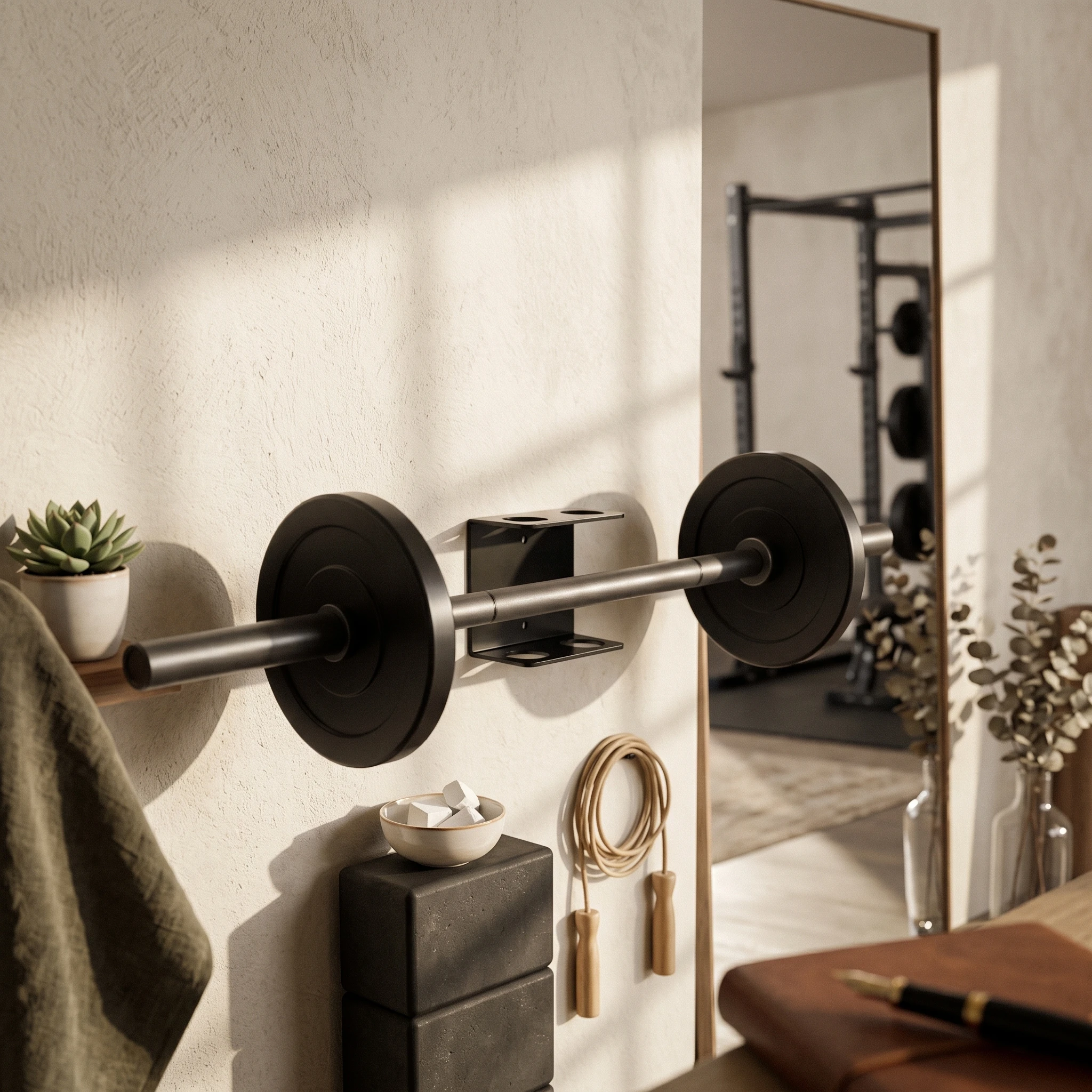 Barbell Wall Rack Heavy-Duty Barbell Holder Bar Hanger Slim Bracket Powder Coated