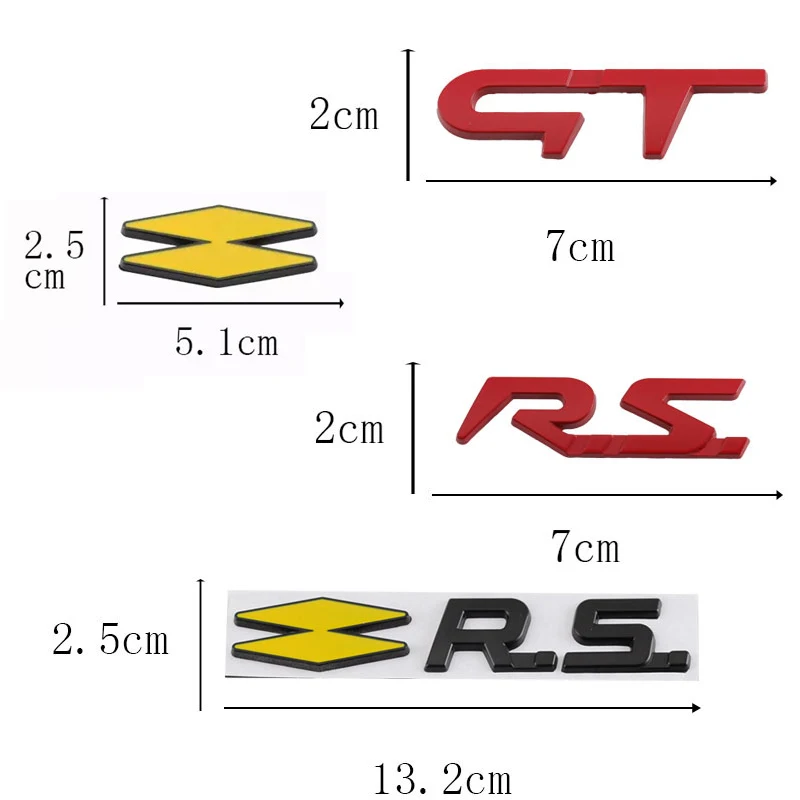 Car Metal GT RS Sport Line Badge Emblem Decals Sticker For Renault Logan Clio Megane 2 3 4 5 Captur Twingo Duster Kadjar Fluence