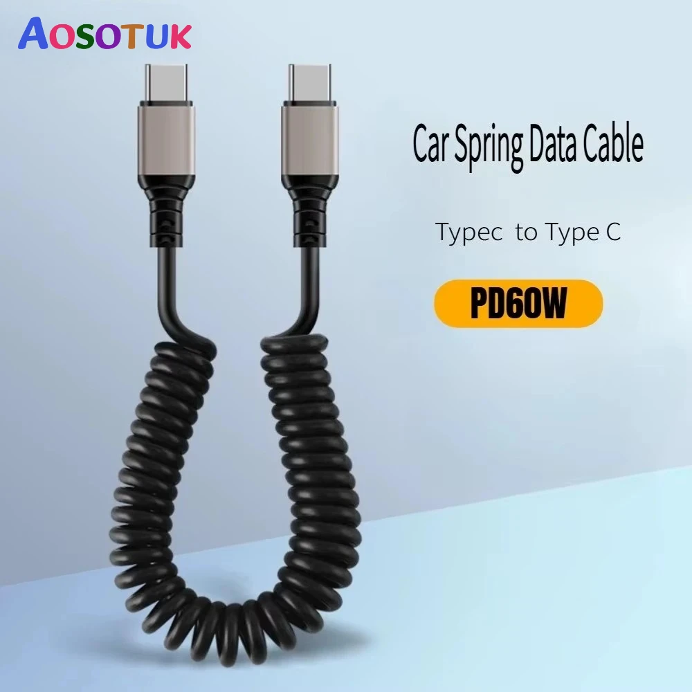 PD 60W USB C to Type C Fast Charging Cable For Samsung S23 S24 Huawei Honor Xiaomi Redmi POCO Phone Spring 3A Charger Car Cable