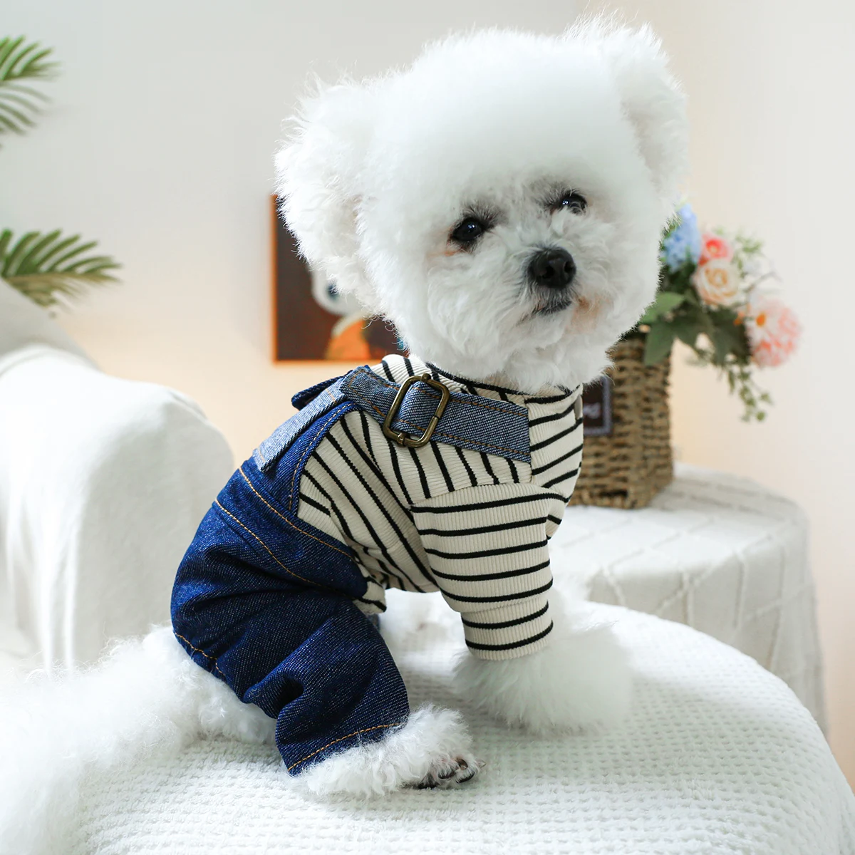 1PC Pet Clothing Spring and Autumn Love Retro Four Legged Strap Pants Suitable for Small and Medium sized Dogs