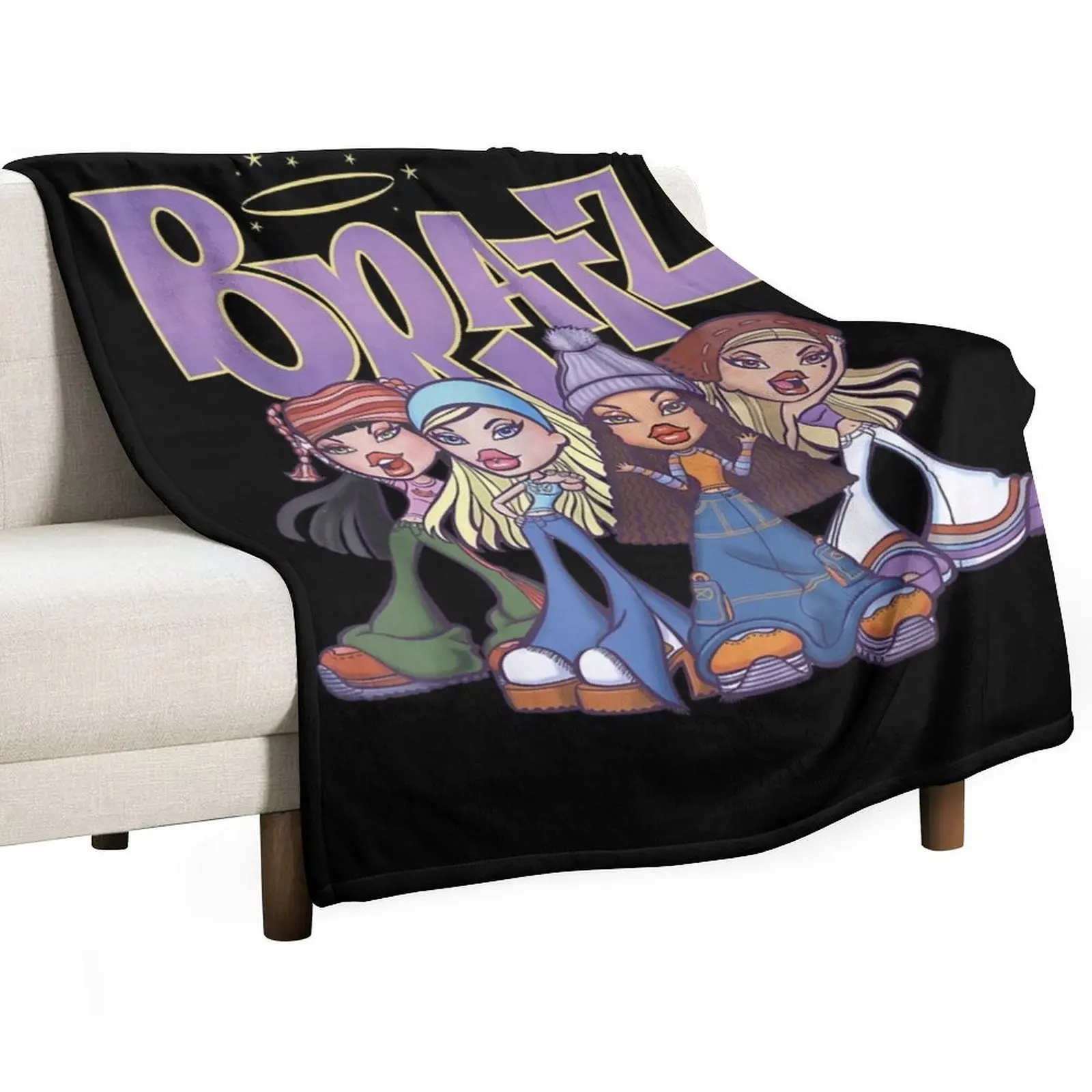 

Bratz Original Four Group Shot Logo Throw Blanket Wrinkle Resistant Lightweight Blanket