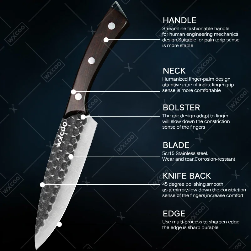 WXCOO Professionale Giapponese Chef Coltello Da Cucina Disosso Coltello Carne Butcher Mannaia Forgiato Disossatura Affettare Taglierina Frutta Affettatrice