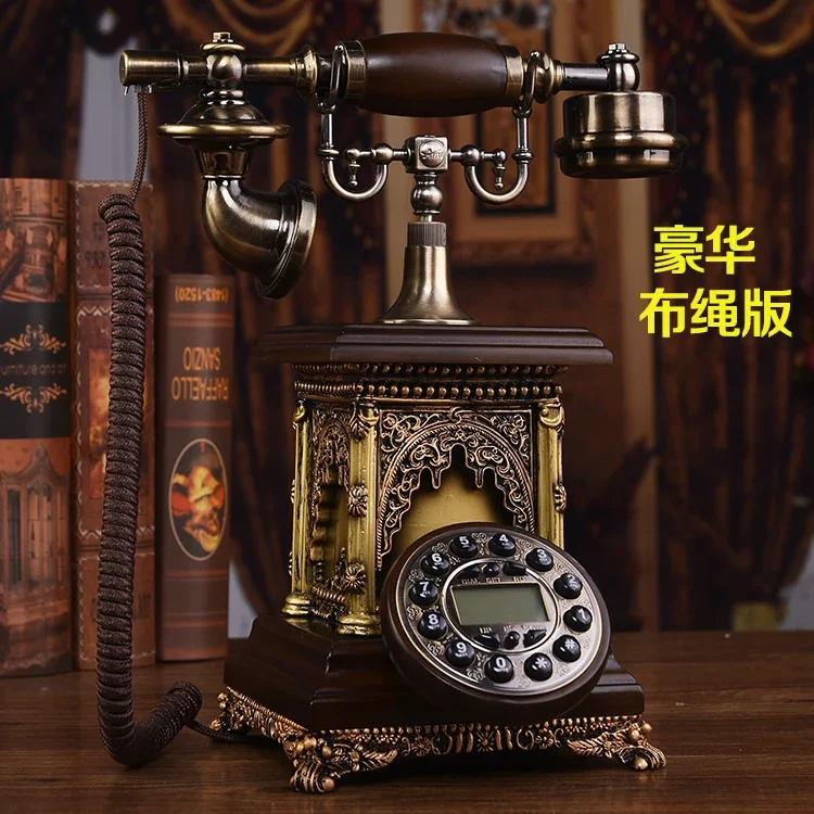European style antique telephone, solid wood retro landline, fashionable and creative landline, card insertion telephone