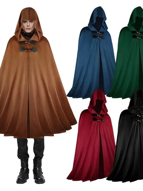 Medievale retrò velluto loween mantello con cappuccio pirata ranger guerriero costume cosplay costume da prestazione abbigliamento etnico da donna