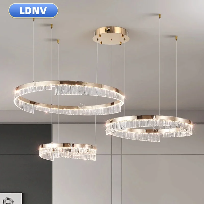 Modern Circle Luxury Style Living Room Bedroom Dining Room Led Chandelier Light Gold Gloss Light Round Ring Design Chandelier