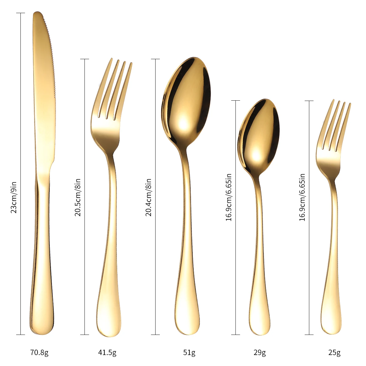 A · HOUSEWARE Gold Stainless Steel Flatware Set 40 Pieces Elegant Silverware Set for 8 Mirror Polished Cutlery Eating Utensils