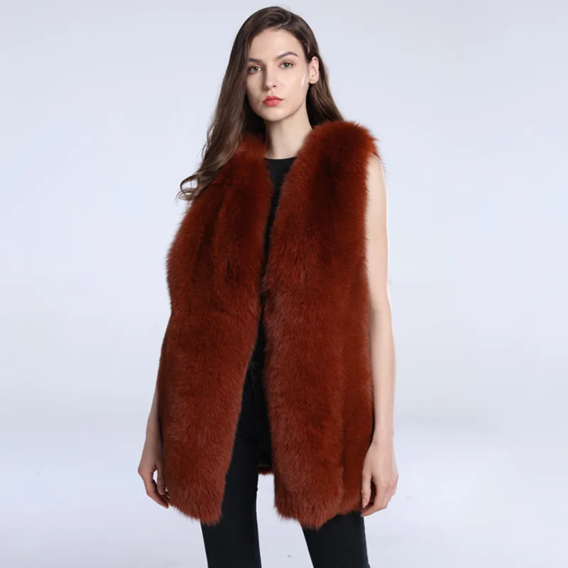 

Fox Fur Vest Autumn and Winter Women's Long Style Versatile Slim Fit Warm Fox Fur Grass Coat Warm