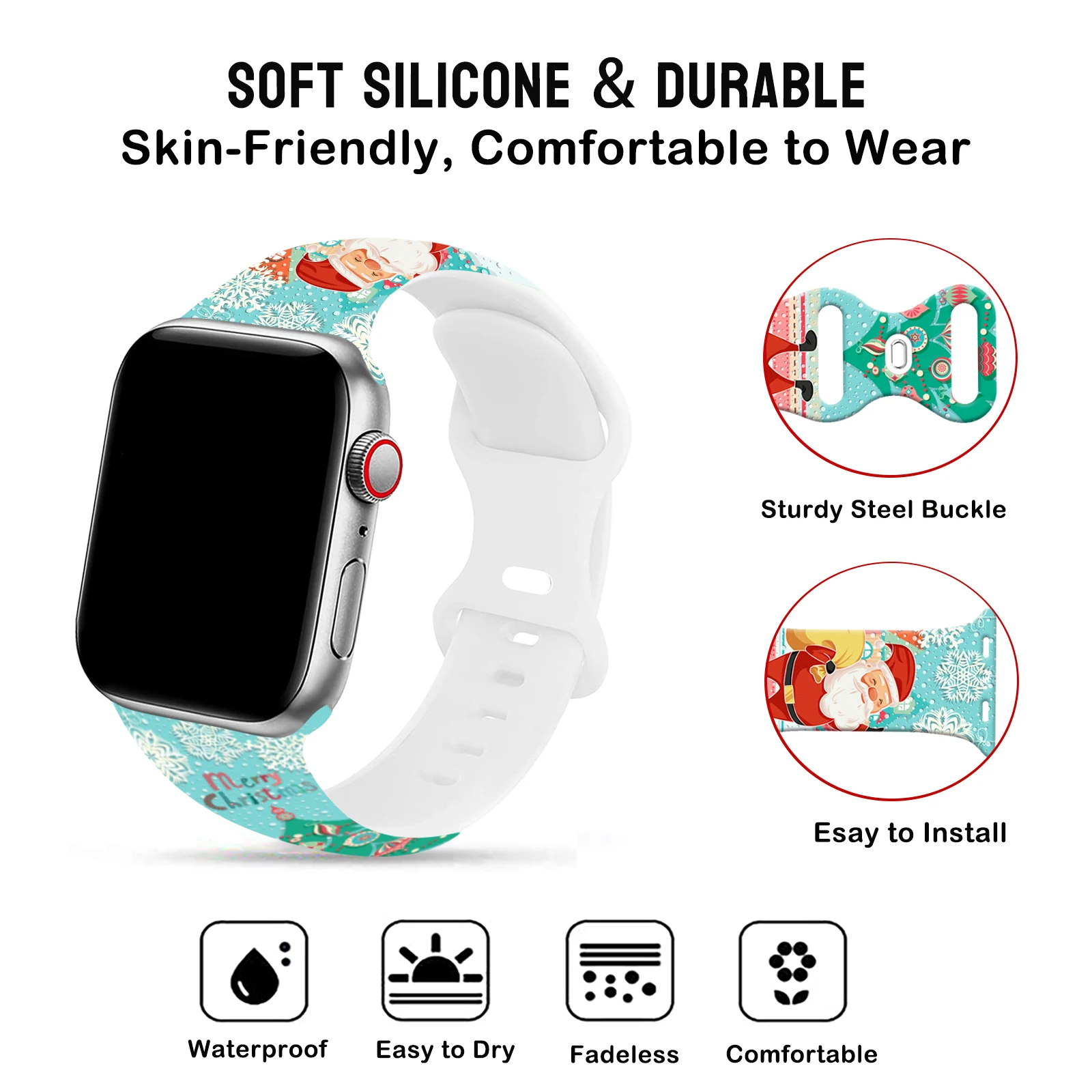 Kerst 1 bedrukte band voor Apple Watch 46 mm 45 mm 42 mm 40 mm 38 mm 49 mm horlogeband vervangbare armband voor iWatch 11 10 9 8 band