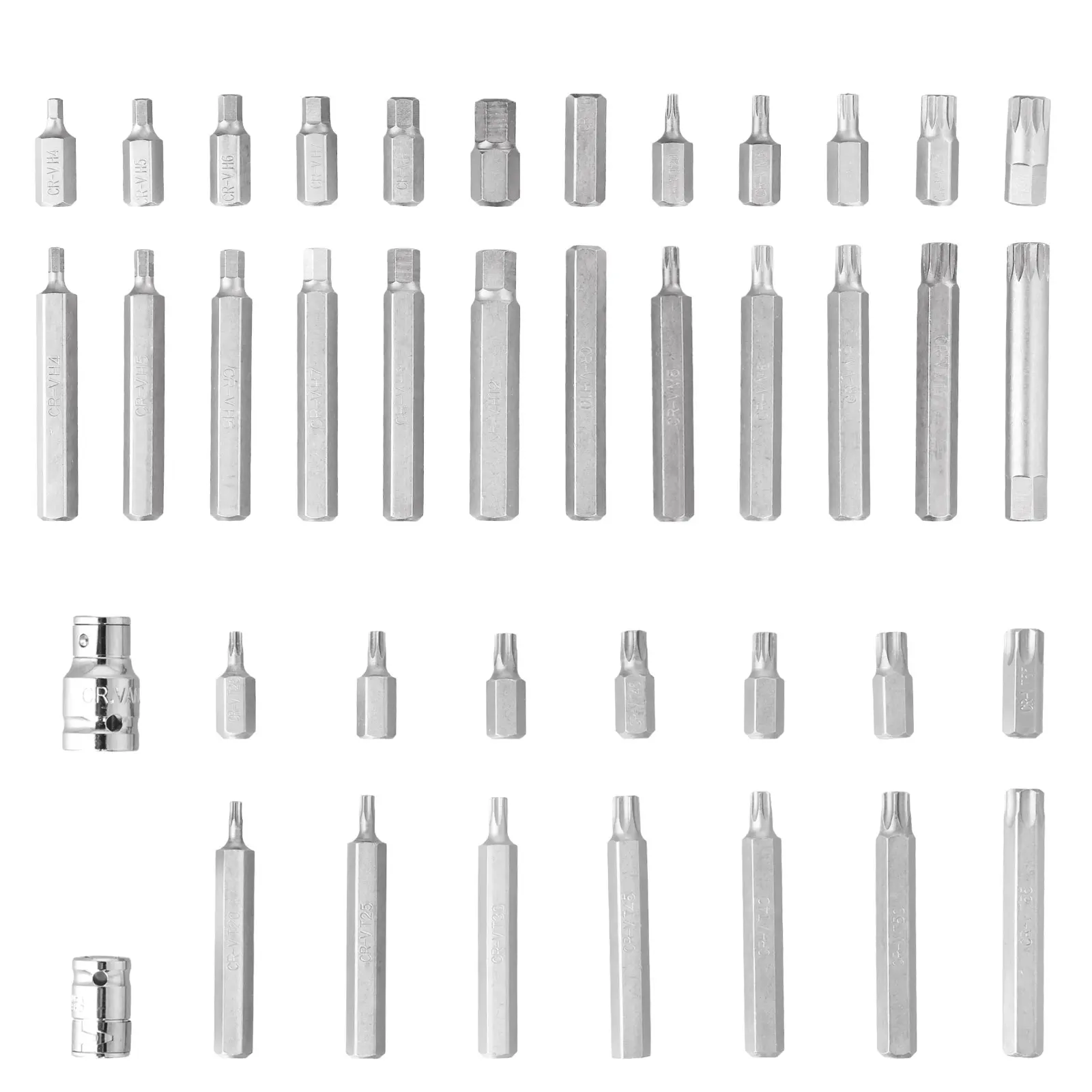 Podofo Schraubendreher-Steckschlüssel-Bit-Set Werkzeuge 40-teilig Sechskant-Stern-Torx-Spline-Steckschlüssel 1/2 Zoll 3/8 Zoll Antrieb Schlagschrauber-Bit-Werkzeugset M5 M6 – Detail 4