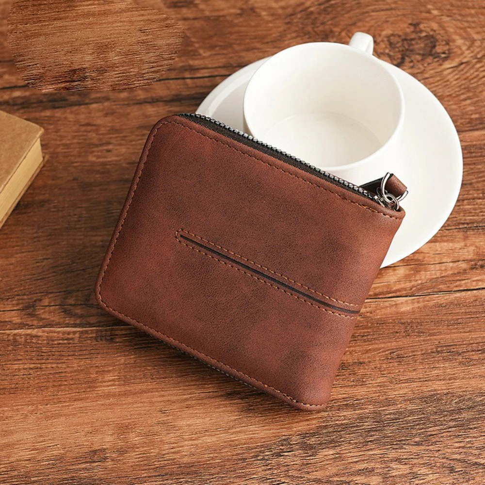 Novo portátil curto moeda bolsa dobrável titular do cartão de crédito do vintage couro do plutônio moeda bolsa negócios