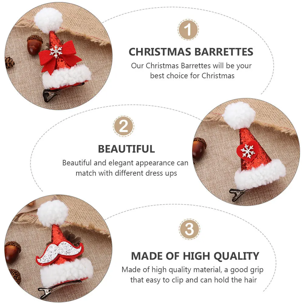 6 قطع من مشابك شعر عيد الميلاد، مشابك قبعة أنيقة للأطفال والنساء وحفلات العطلات والعام الجديد وهدية عيد الميلاد والمهرجانات #3