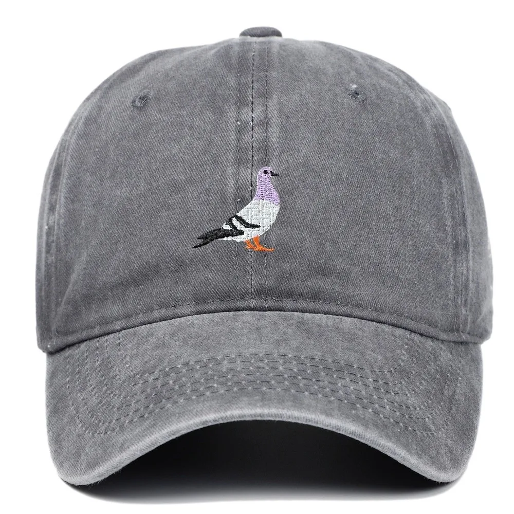 Casquette de Baseball à motif brodé de Pigeon, casquette décontractée pour Sports de plein air, délavé, visières Vintage, chapeaux de protection solaire toutes saisons