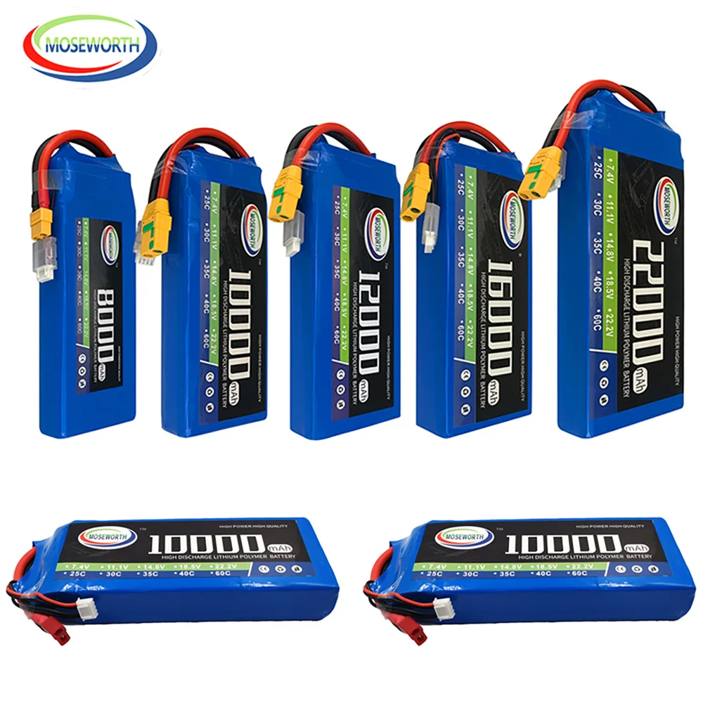 Lipo Battery 3S 4S 5S 6S 10000 12000 16000 22000mah 11.1V 14.8V 18.5V 22.2V For RC Drone Helicopter Aircraft Airplane Car Toy